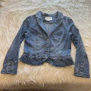 Anthropologie Pilcro And The Letterpress Peplum Denim Blazer Jacket Women’s L